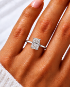 Sammy Lab Grown Diamond Ring AS-R-1197 — radiant — white gold — hand view