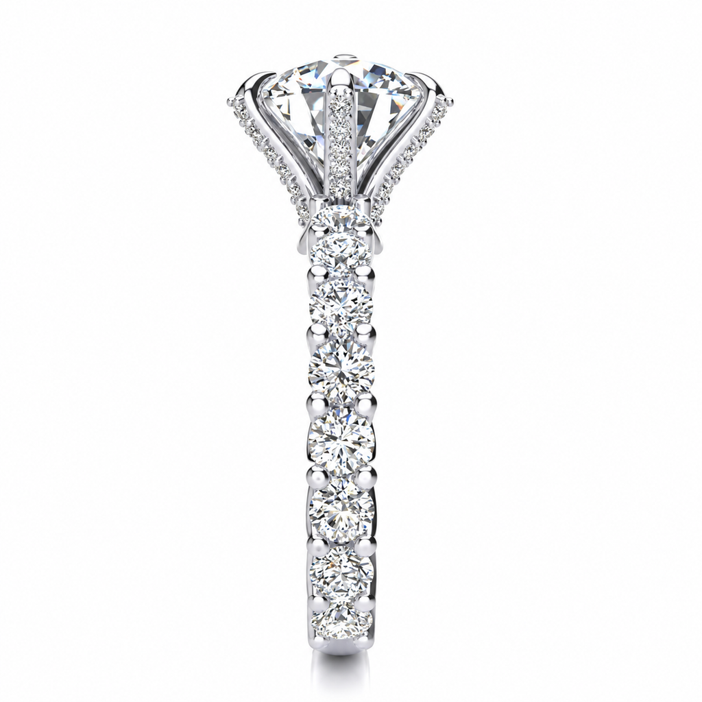 Sheena engagement ring — white gold — end view