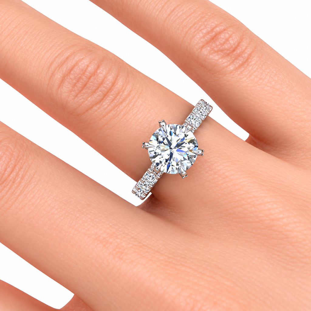 Sheena engagement ring — white gold — on hand