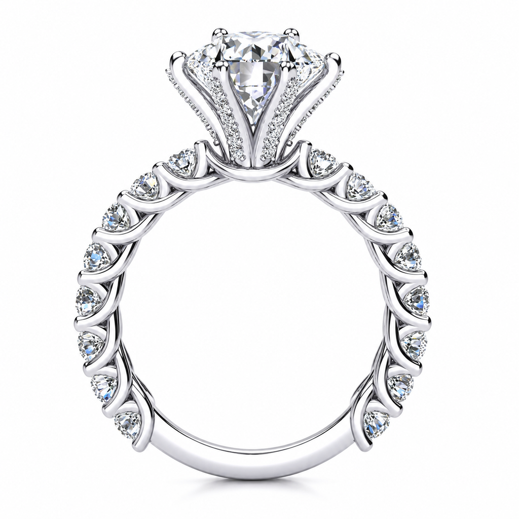 Sheena engagement ring — white gold — side view