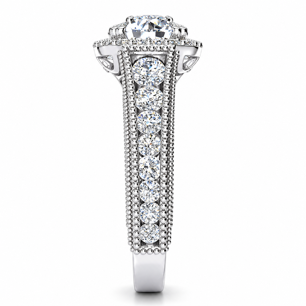 Shirley engagement ring — white gold — end view