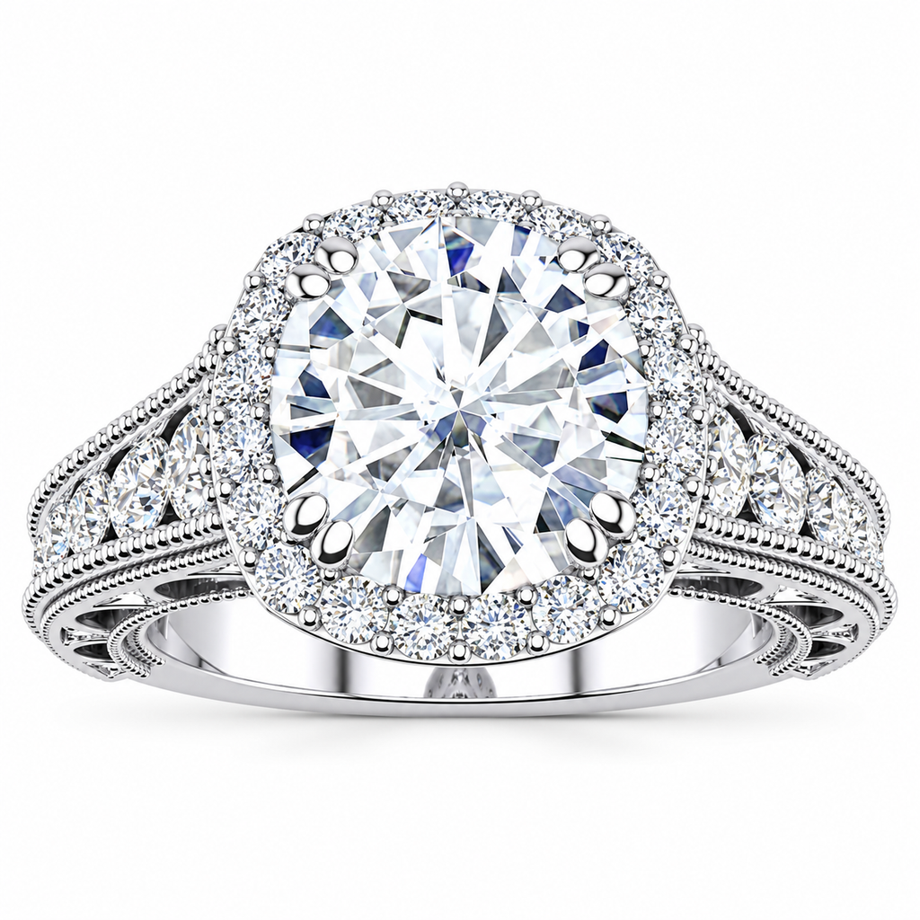 Shirley engagement ring — white gold — front view