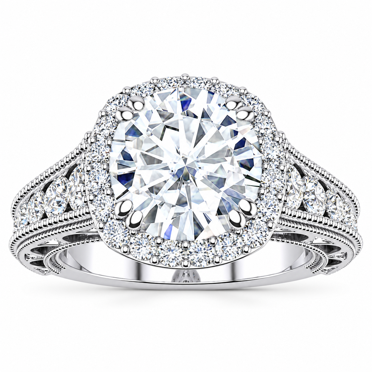 Shirley engagement ring — white gold — front view