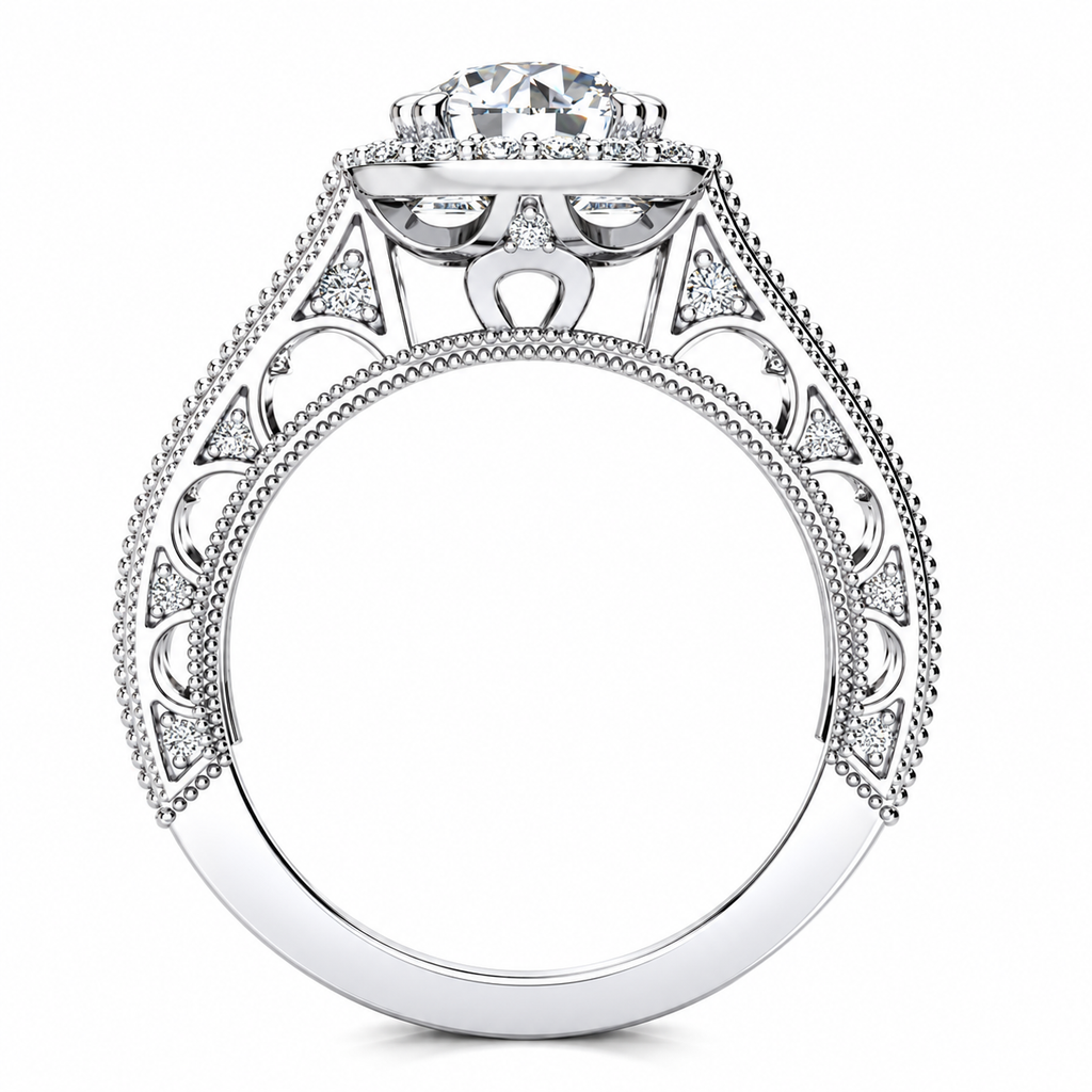 Shirley engagement ring — white gold — side view