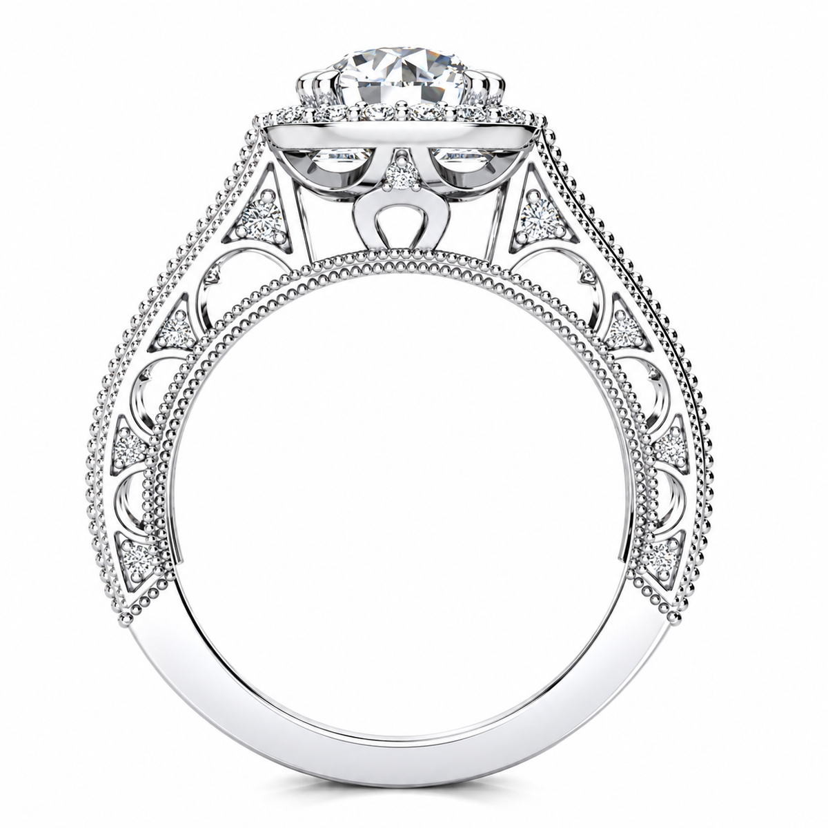 Shirley engagement ring — white gold — side view