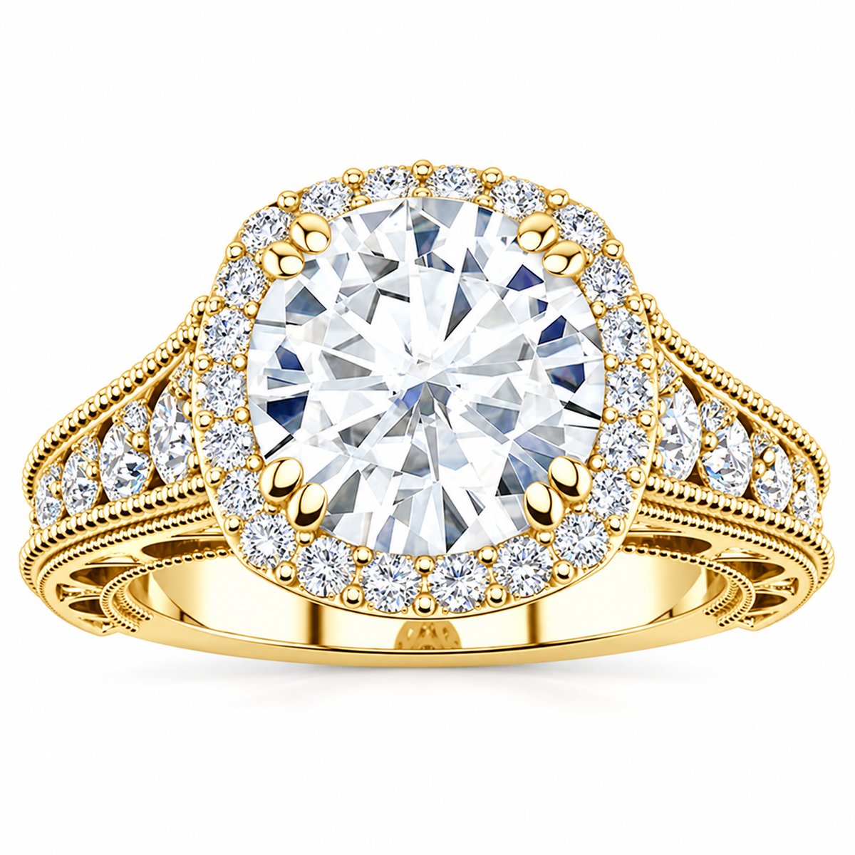 Shirley engagement ring — yellow gold — front view