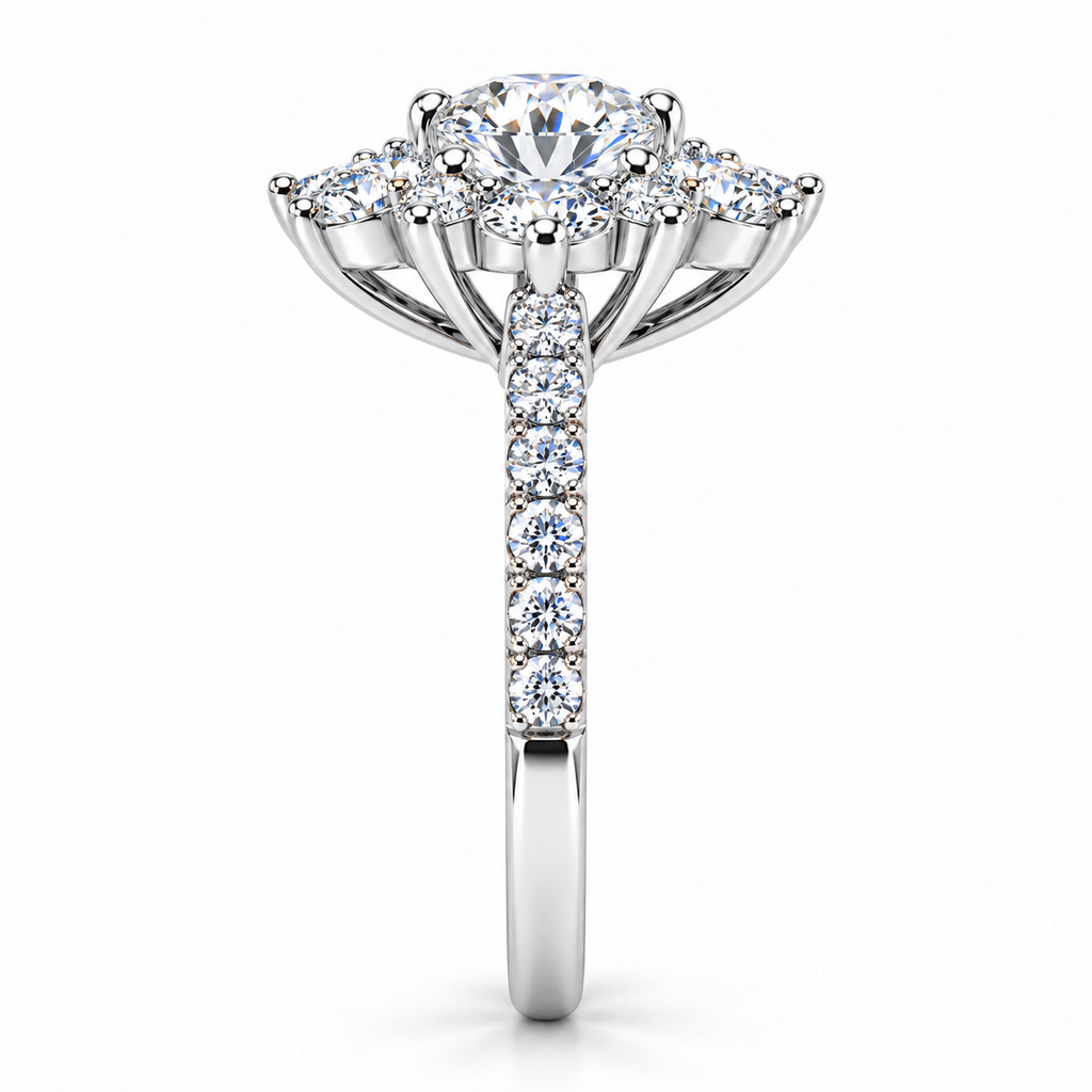 Snowflake Lab Grown Diamond Ring — white gold — end view