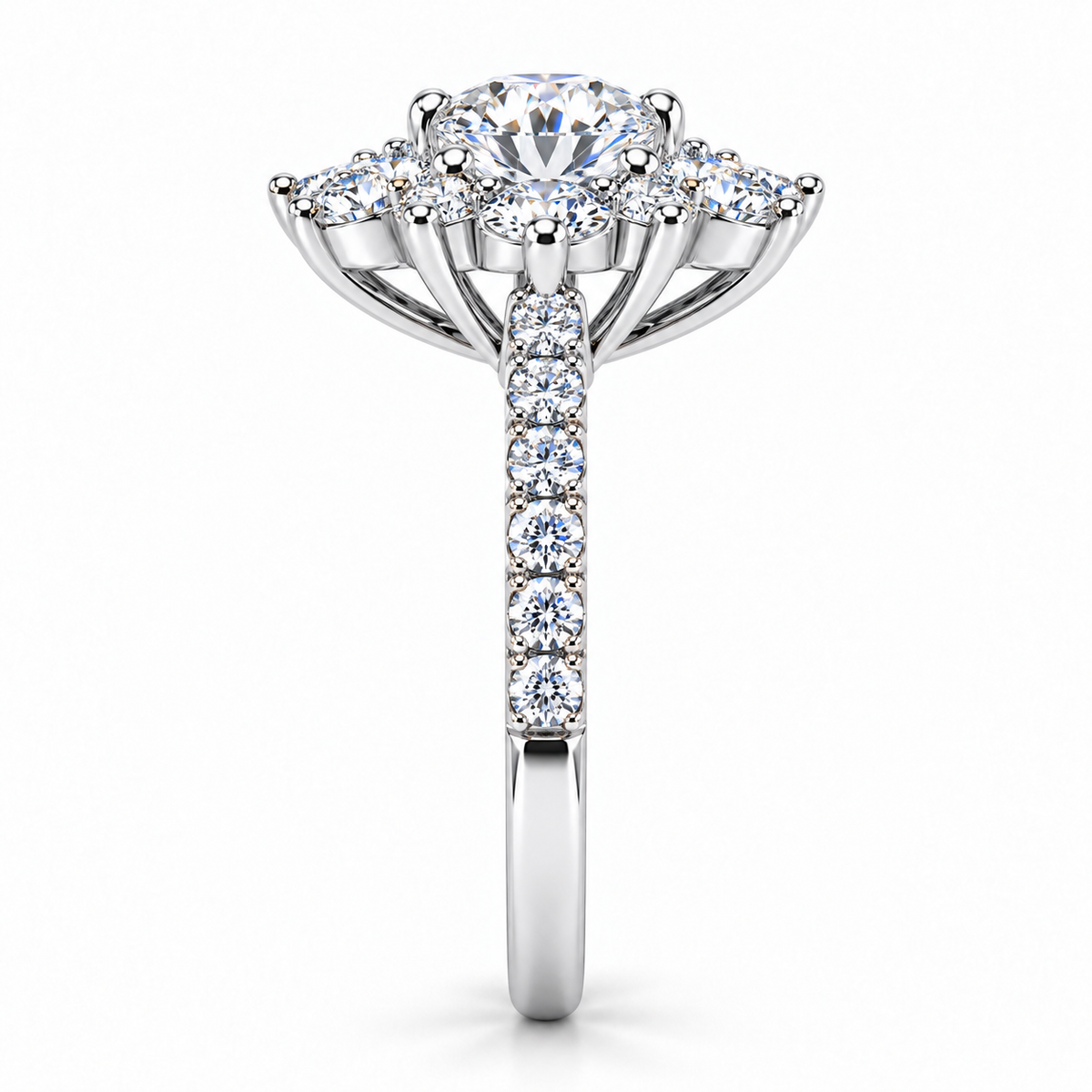 Snowflake Lab Grown Diamond Ring — white gold — end view