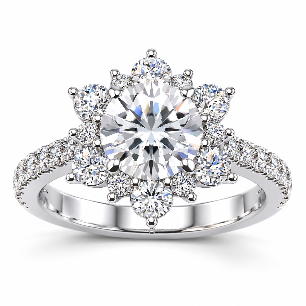 Snowflake Lab Grown Diamond Ring — white gold — front view