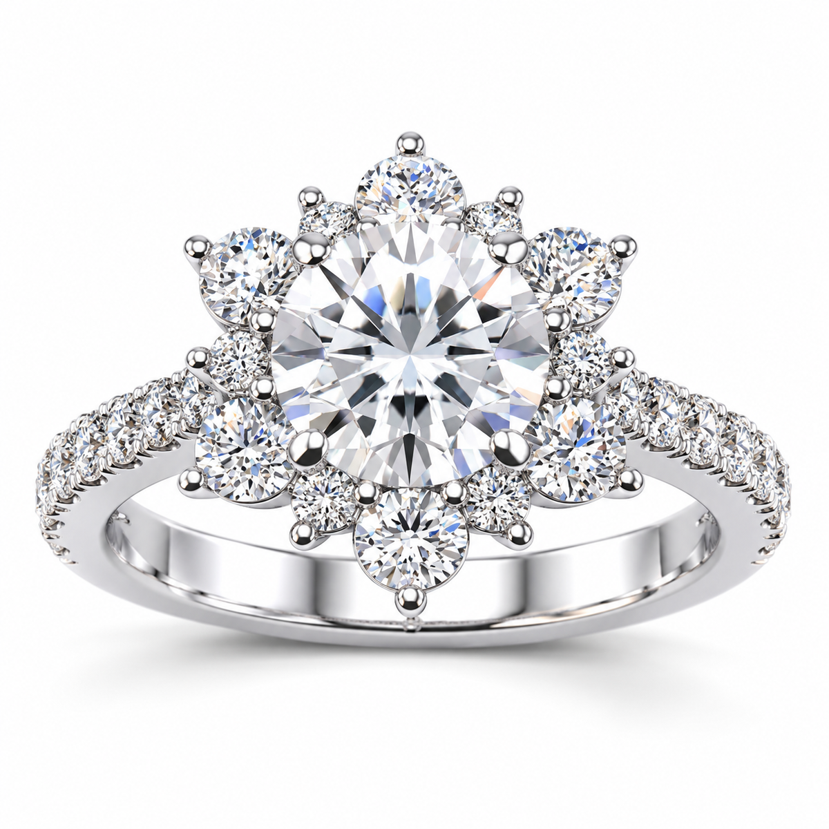 Snowflake Lab Grown Diamond Ring — white gold — front view