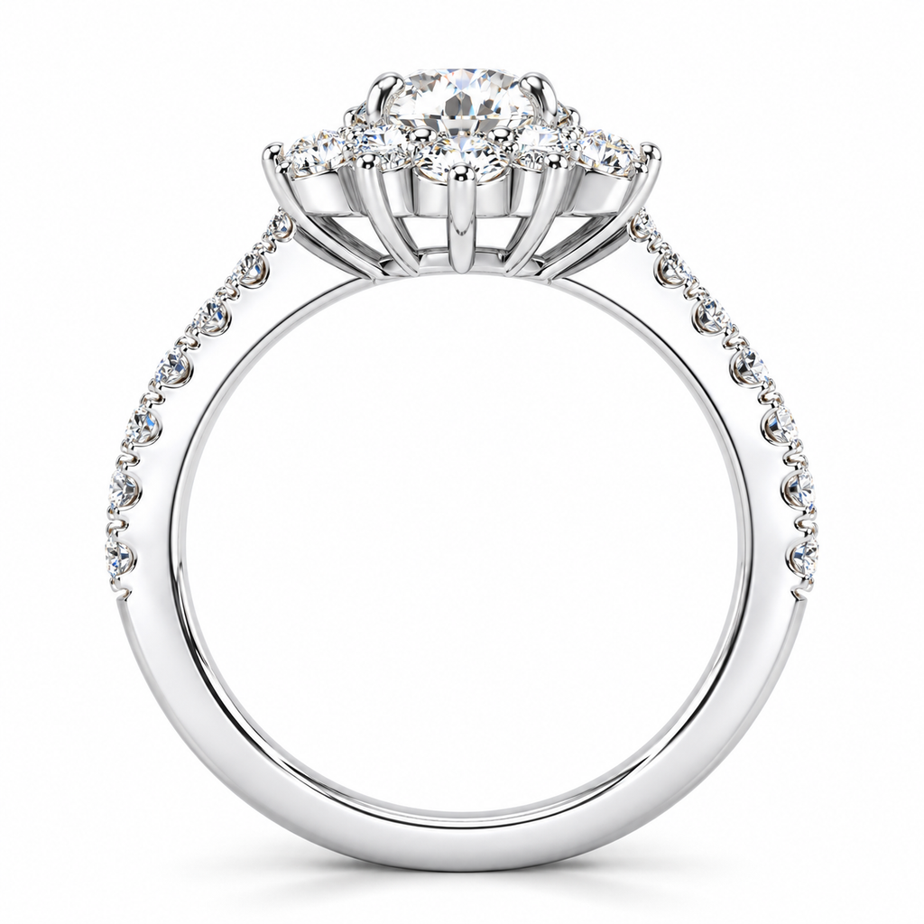 Snowflake Lab Grown Diamond Ring — white gold — profile view