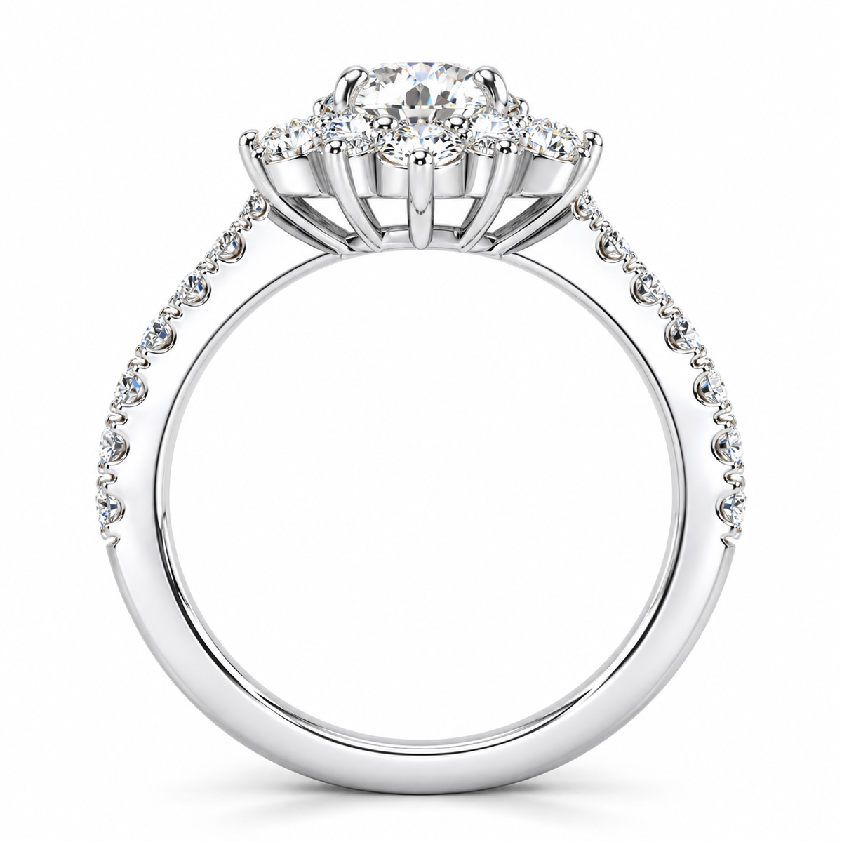 Snowflake Lab Grown Diamond Ring — white gold — profile view