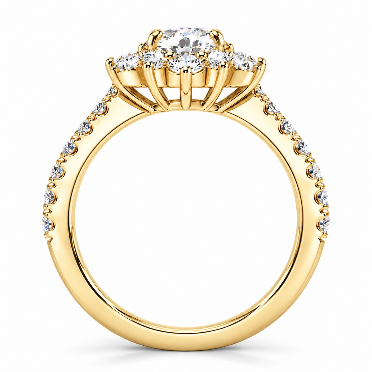 Snowflake Lab Grown Diamond Ring — yellow gold — profile view