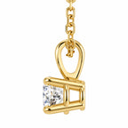 14K Yellow Gold round lab-grown diamond solitaire necklace — studio product view 3