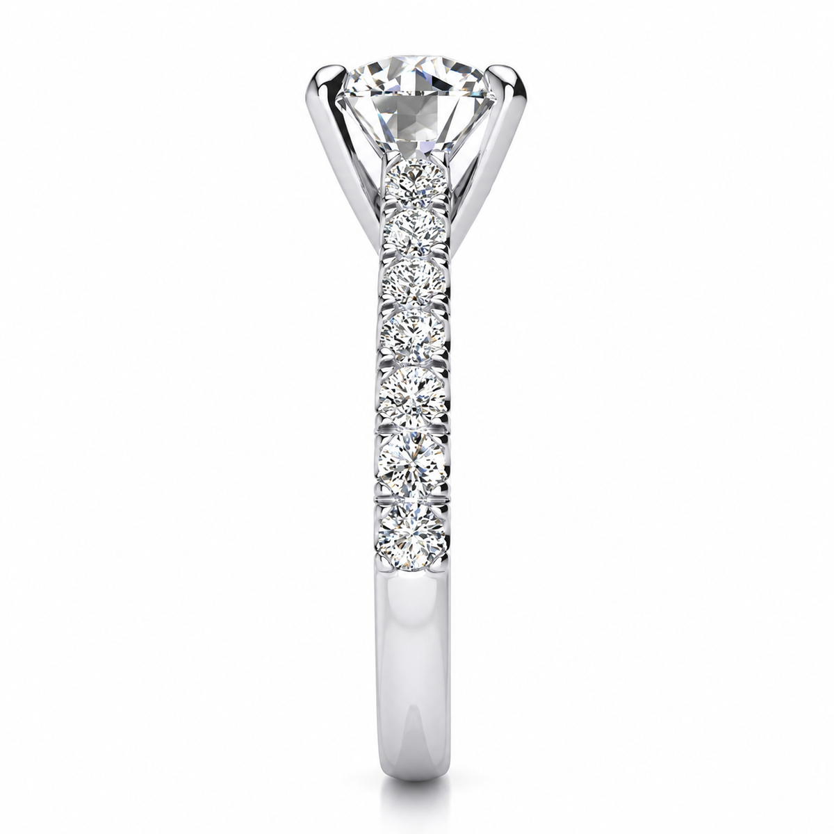 Sophie engagement ring — white gold — end view