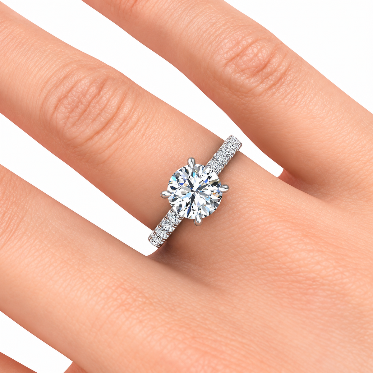Sophie engagement ring — white gold — on hand