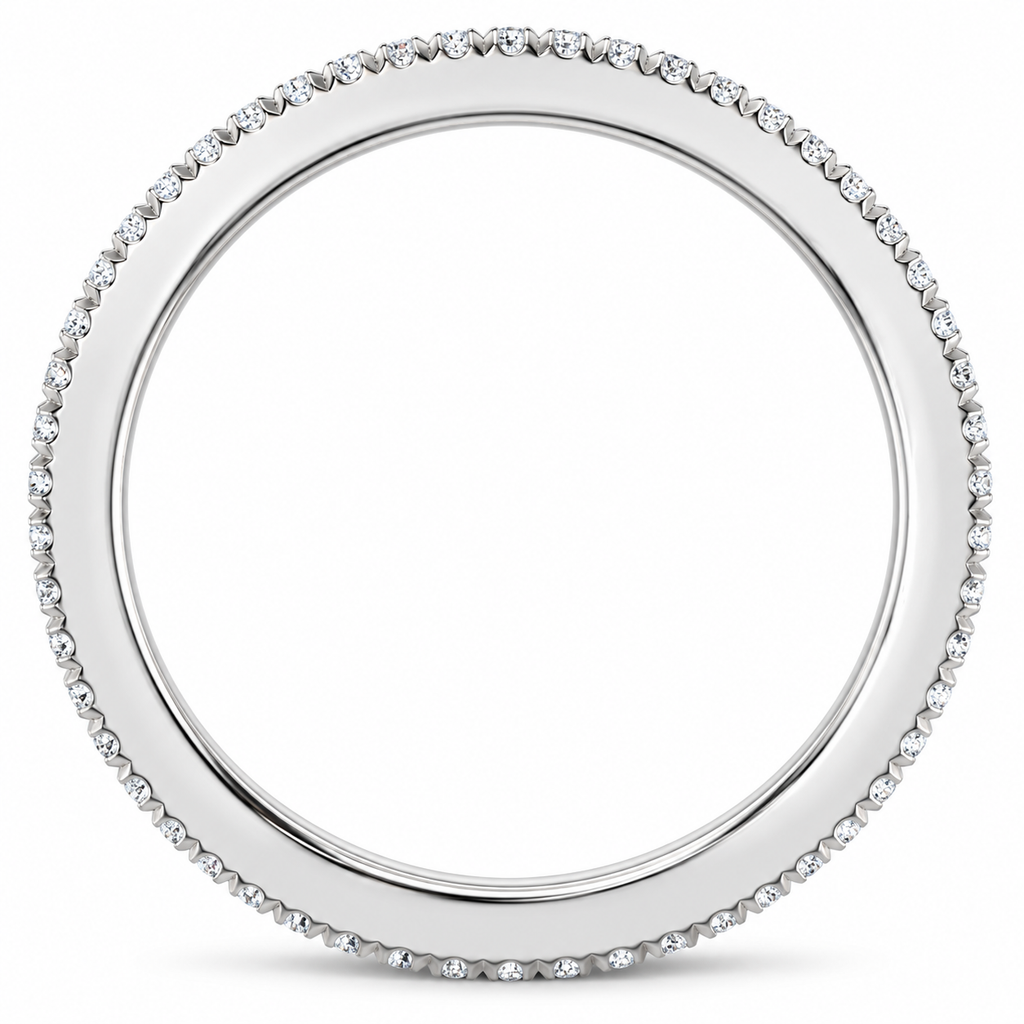Round Split-Prong Lab-Grown Diamond Eternity Band — 1 mm — 14K White Gold — studio side view