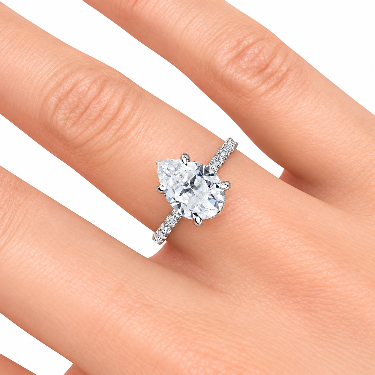 Summer Lab Grown Diamond Ring — white gold — hand view