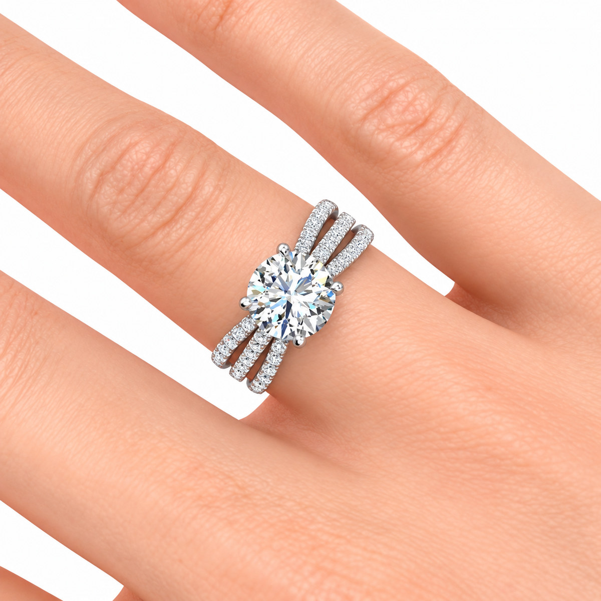 Tressa Lab Grown Diamond Ring — white gold — on hand