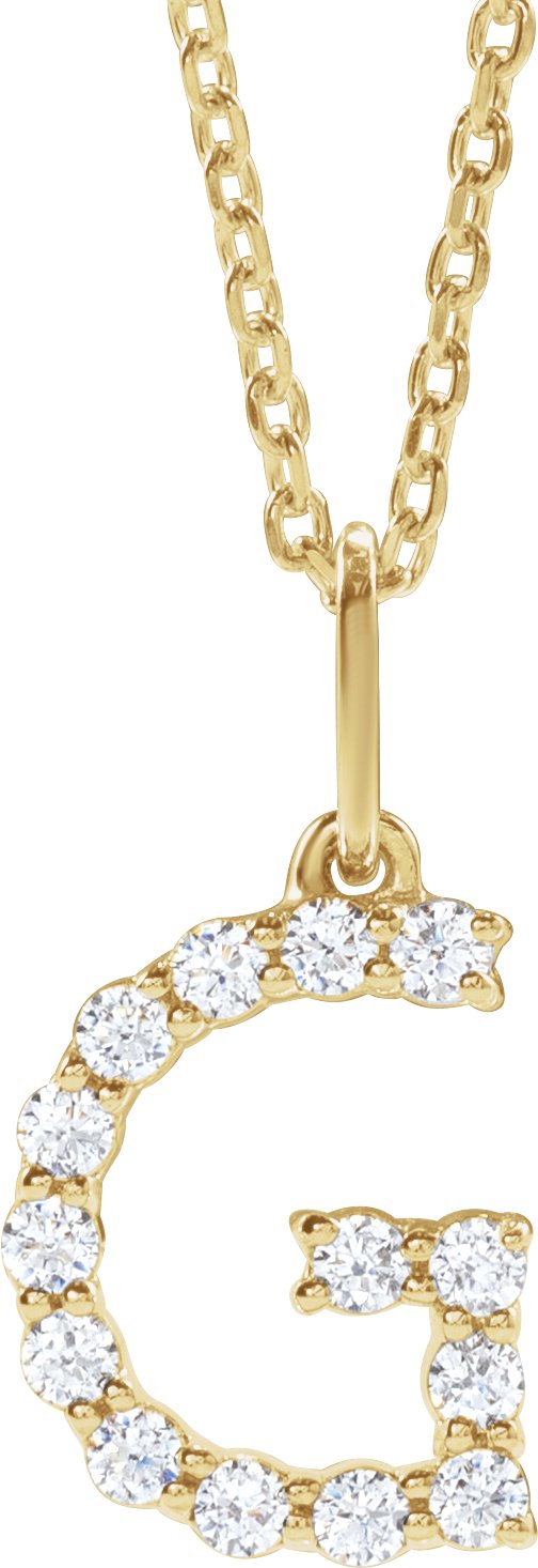 14K Yellow Gold 1/5 CTW Lab-Grown Diamond Initial G 16-18" Necklace — front view