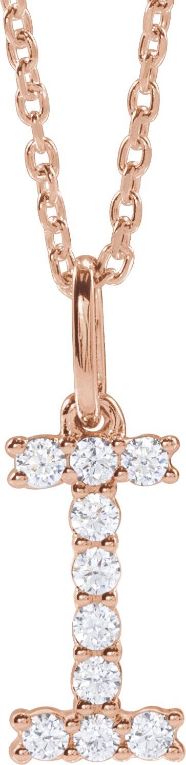 14K Rose Gold 1/6 CTW Lab-Grown Diamond Initial I 16-18" Necklace — front view