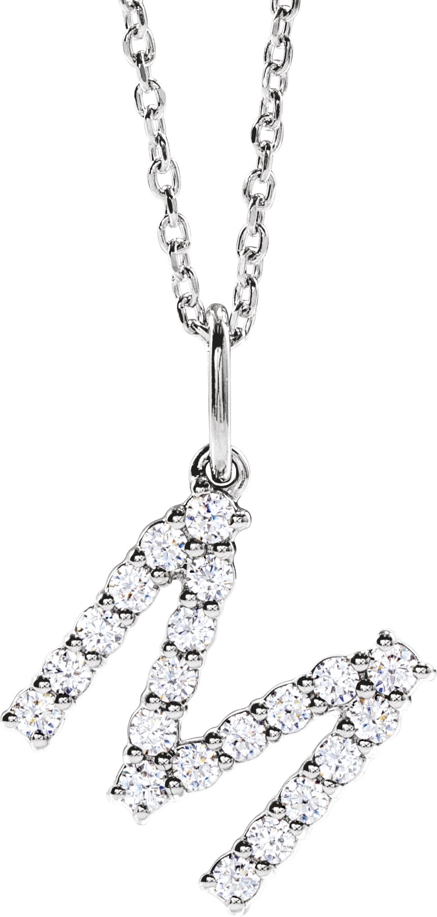 14K White Gold adjustable cable necklace detail