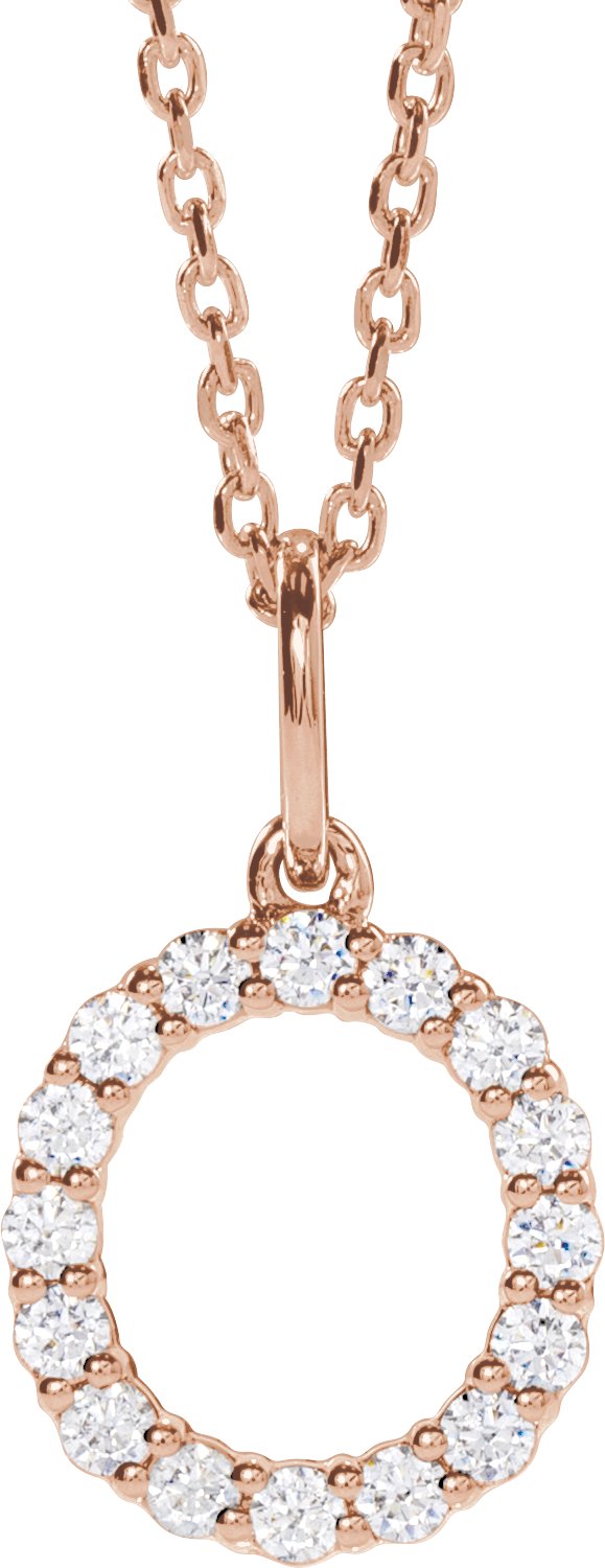 14K Rose Gold 1/4 CTW Lab-Grown Diamond Initial O 16-18" Necklace — front view