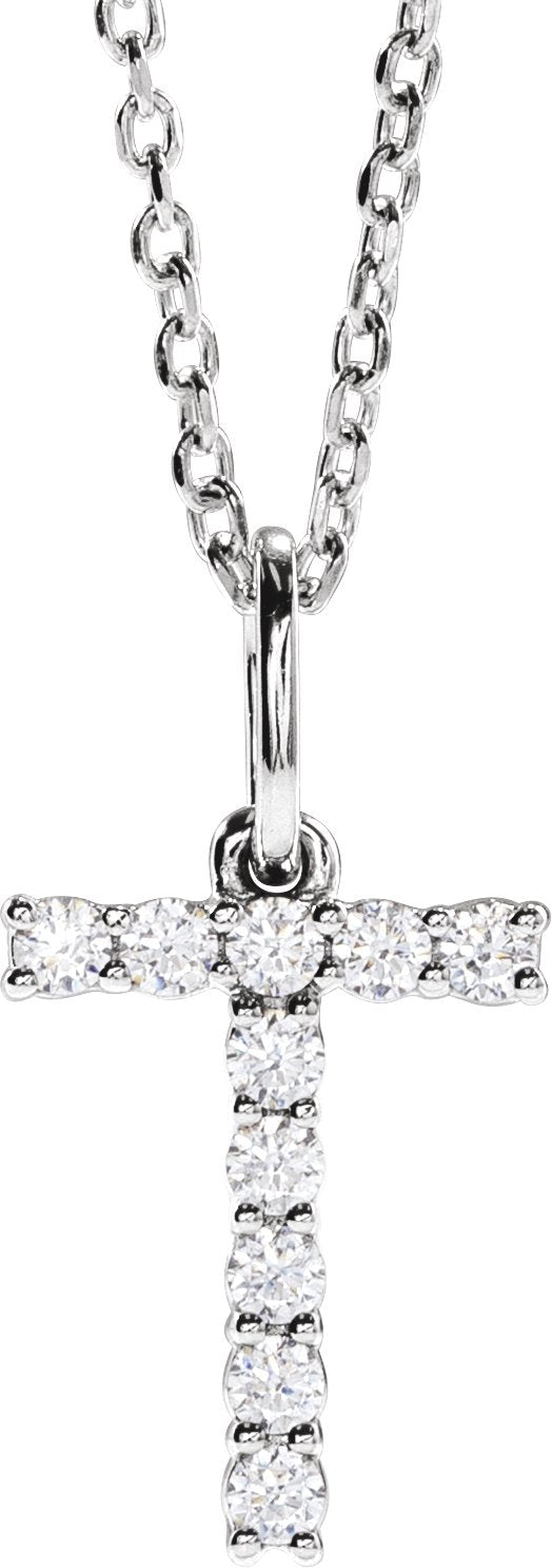 14K White Gold 1/6 CTW Lab-Grown Diamond Initial T 16-18" Necklace — front view
