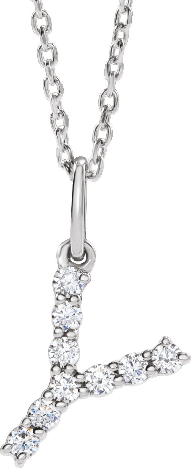 14K White Gold 1/6 CTW Lab-Grown Diamond Initial Y 16-18" Necklace — front view