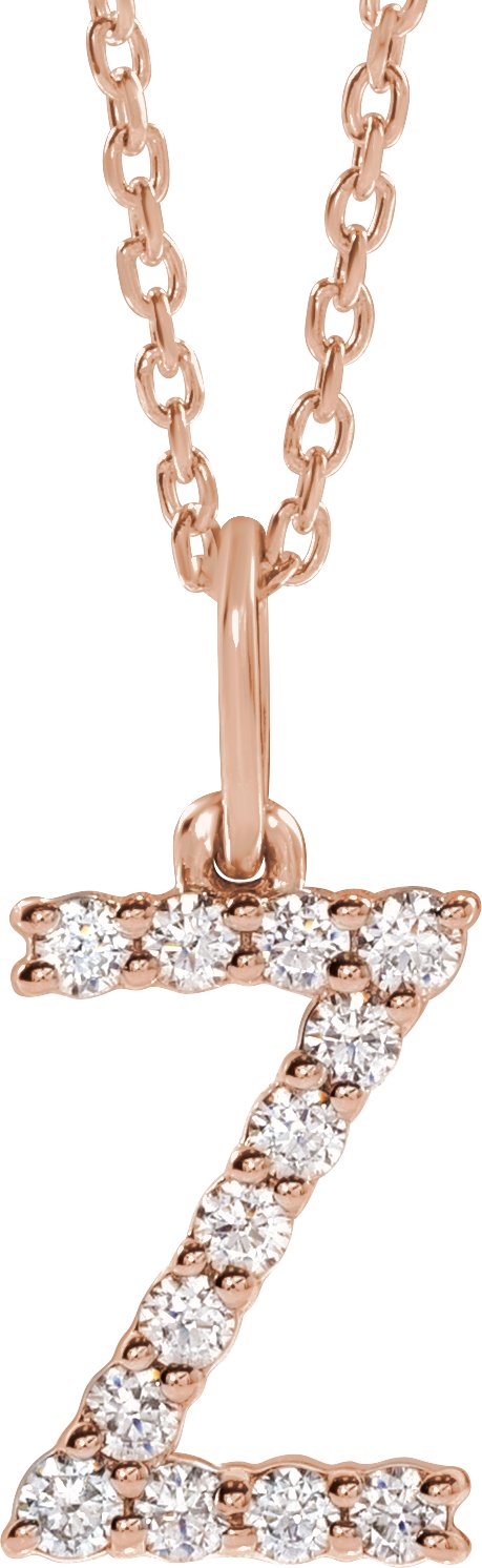 14K Rose Gold 1/5 CTW Lab-Grown Diamond Initial Z 16-18" Necklace — front view