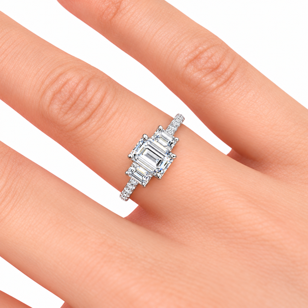 Valentina Lab Grown Diamond Ring — white gold — hand view