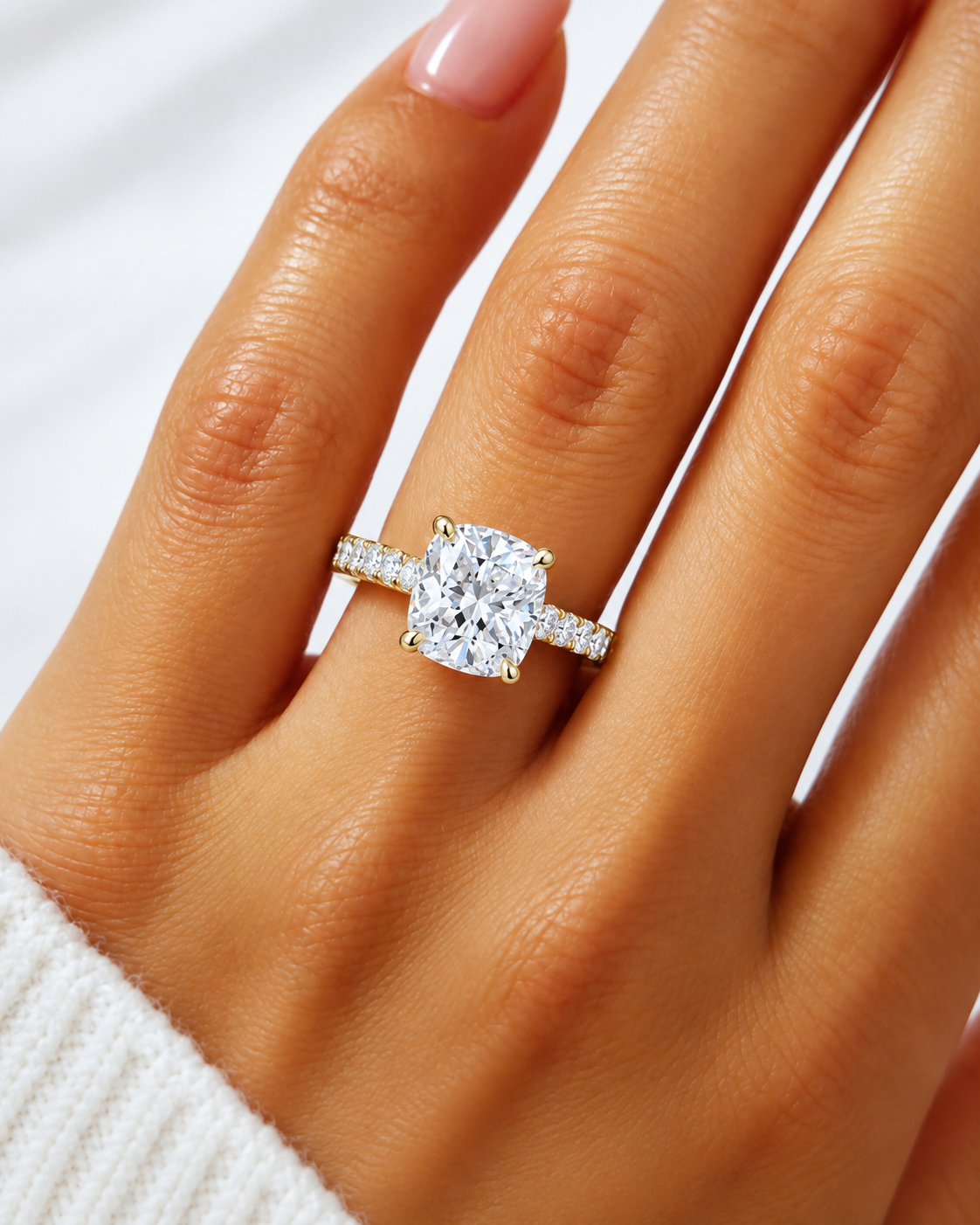 Valerie white gold 2.00ct center on hand