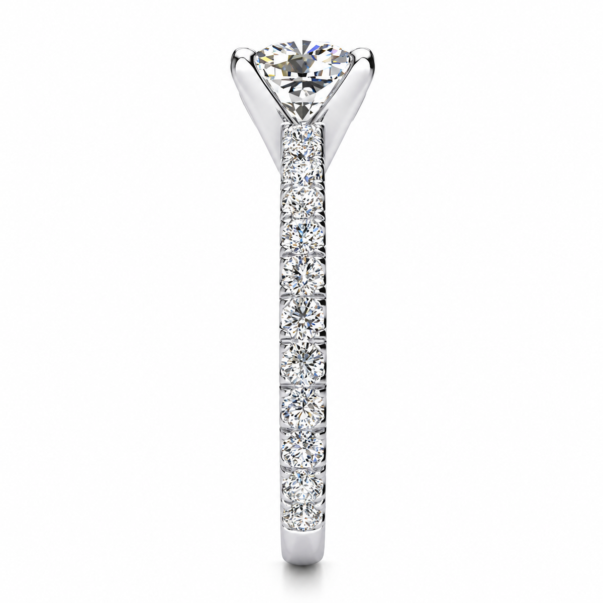 Valerie Cushion engagement ring — white gold — end view