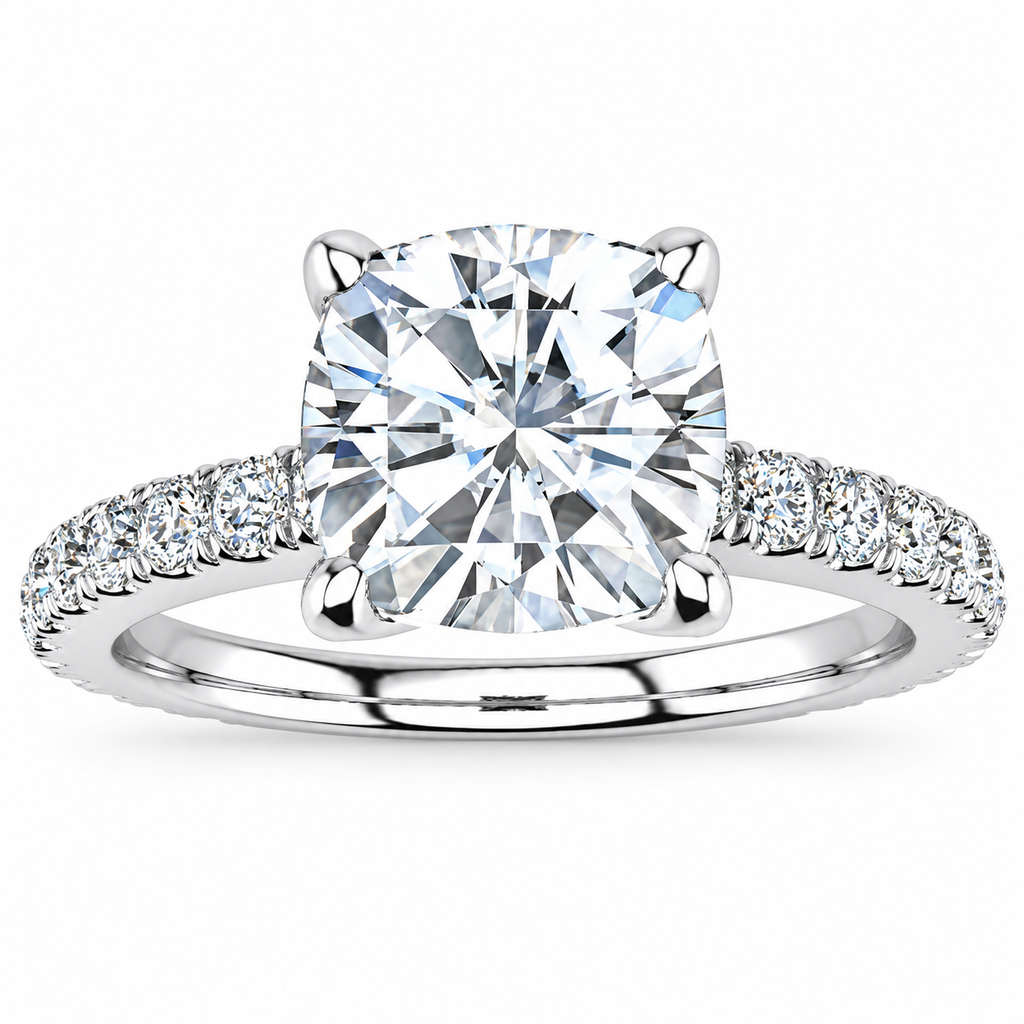 Valerie Cushion engagement ring — white gold — front view