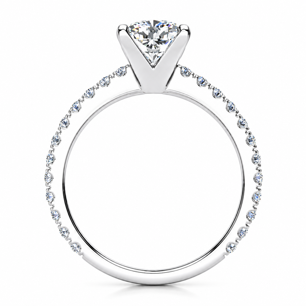 Valerie Cushion engagement ring — white gold — side view