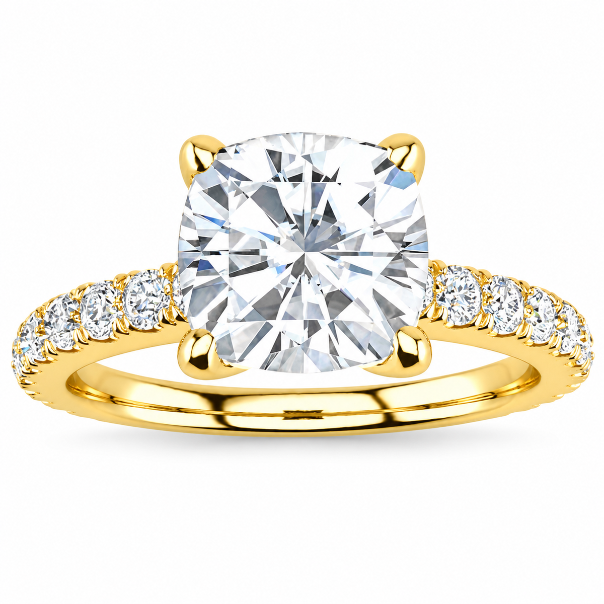 Valerie Cushion engagement ring — yellow gold — front view