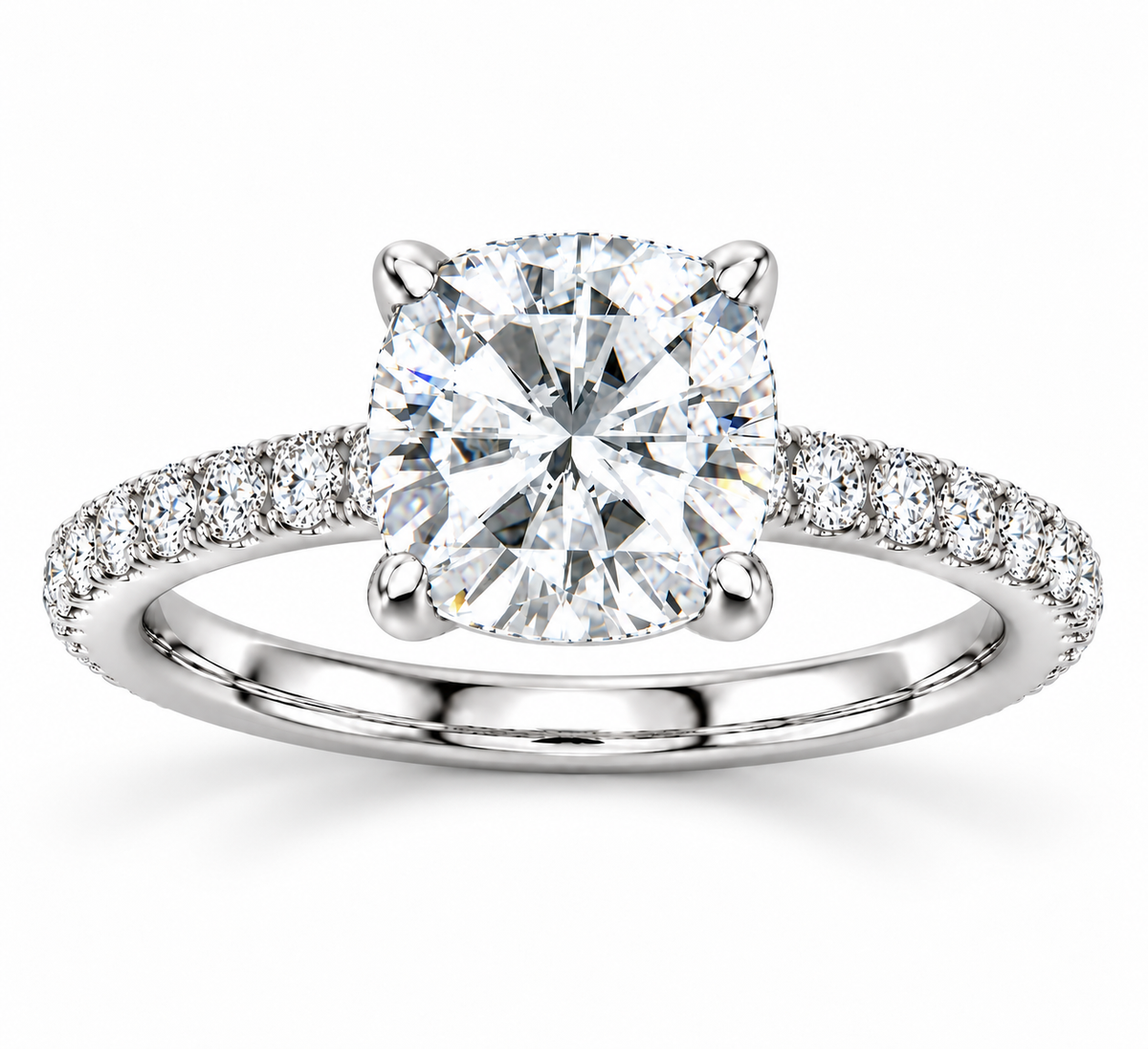 Valerie engagement ring - white gold front view