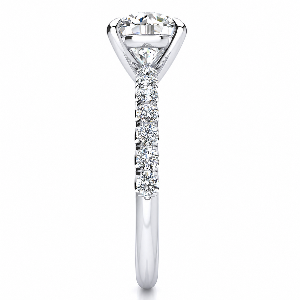 Vicky engagement ring — white gold — end view