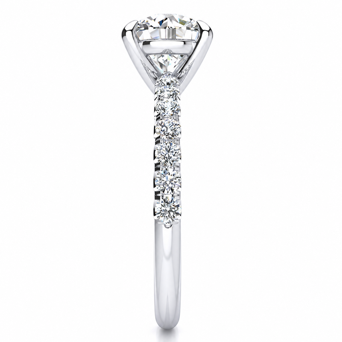 Vicky engagement ring — white gold — end view