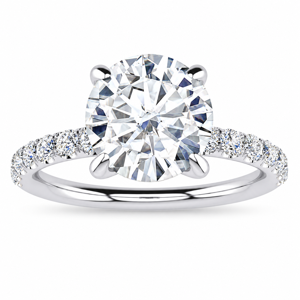 Vicky engagement ring — white gold — front view