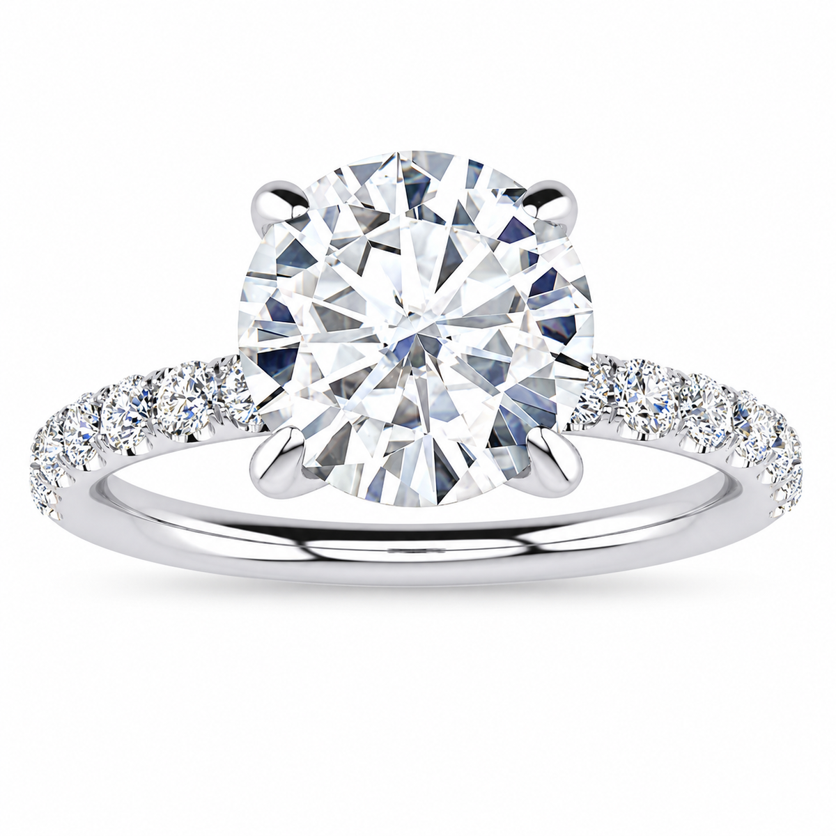 Vicky engagement ring — white gold — front view