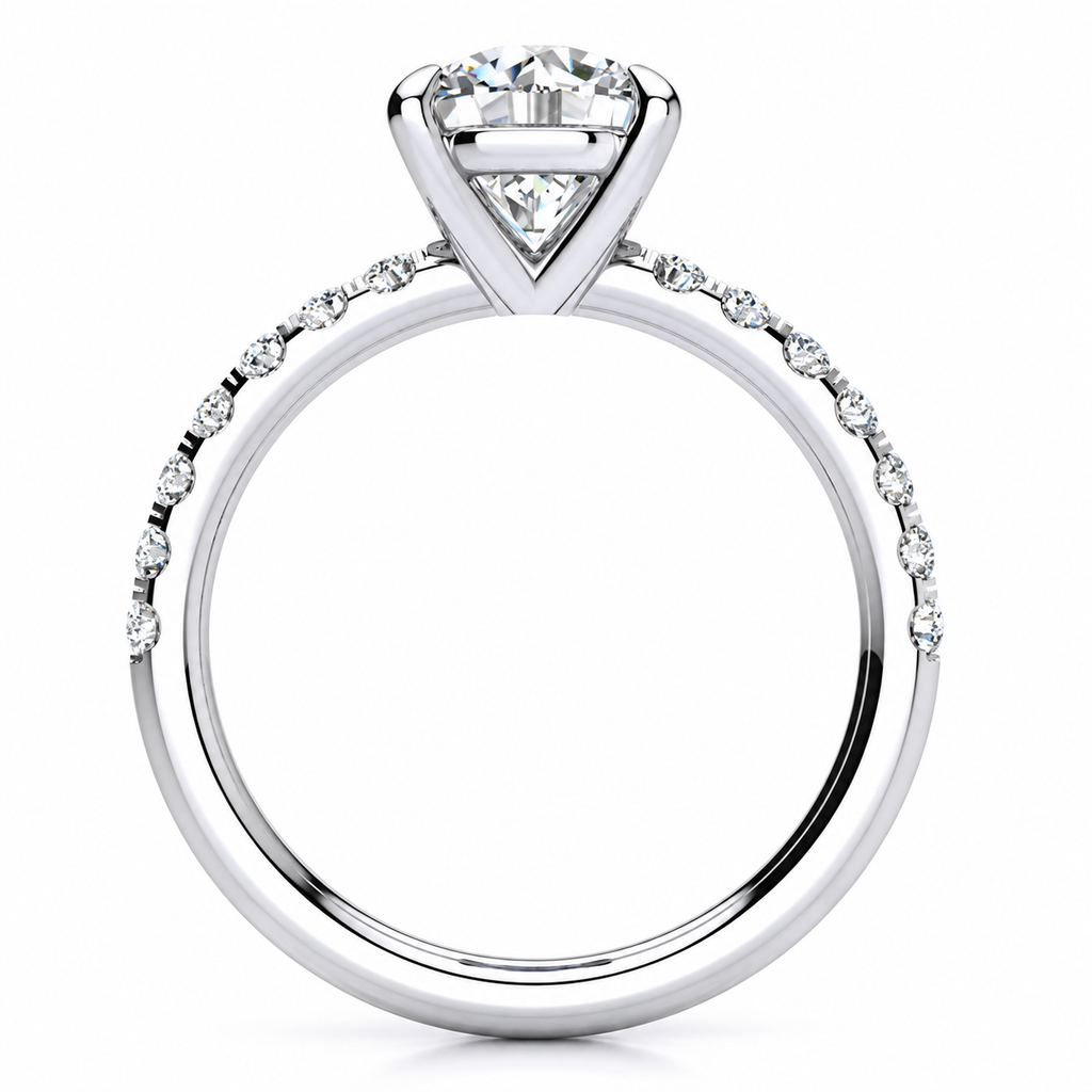 Vicky engagement ring — white gold — side view
