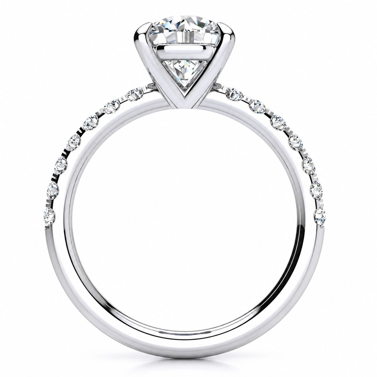 Vicky engagement ring — white gold — side view