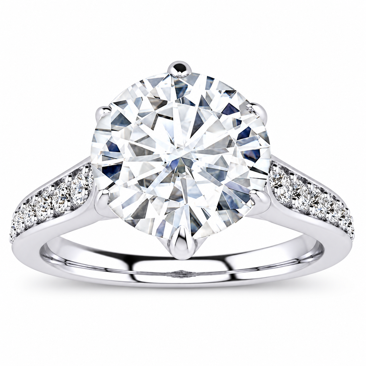 Vine engagement ring — white gold — front view