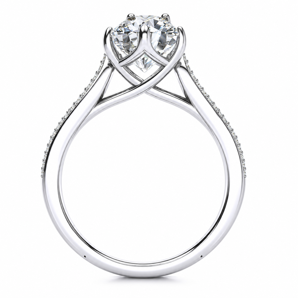 Vine engagement ring — white gold — side view