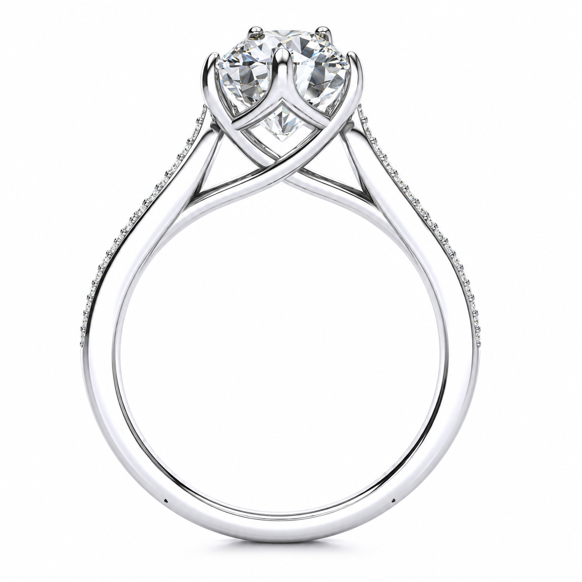 Vine engagement ring — white gold — side view