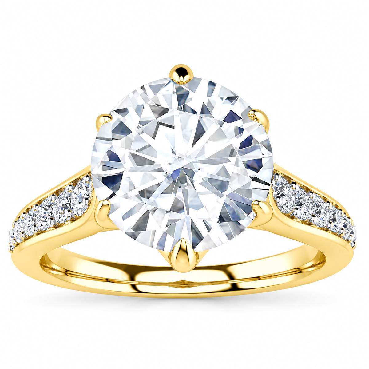 Vine engagement ring — yellow gold — front view