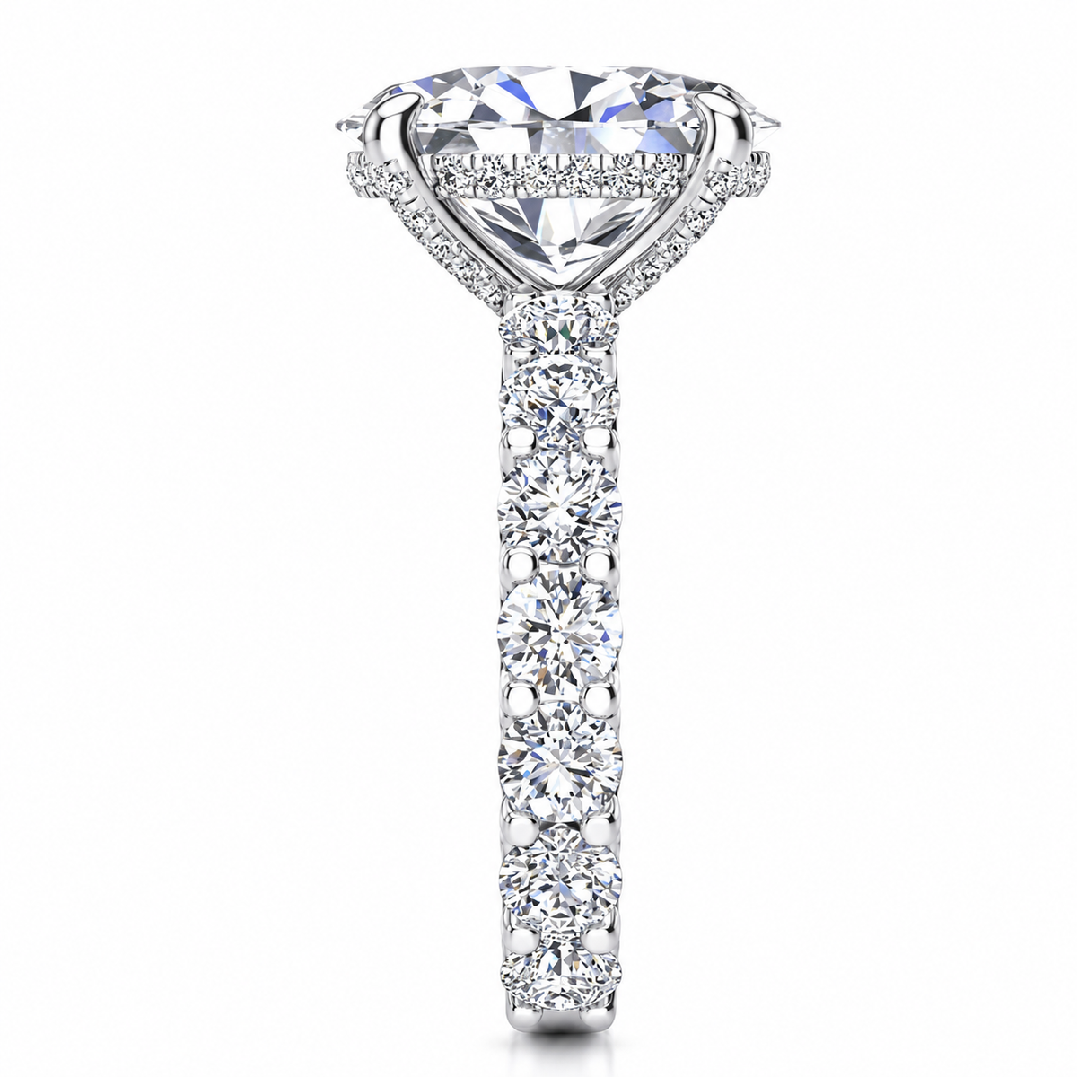 Whitney Oval Lab Grown Ring — white gold — end view
