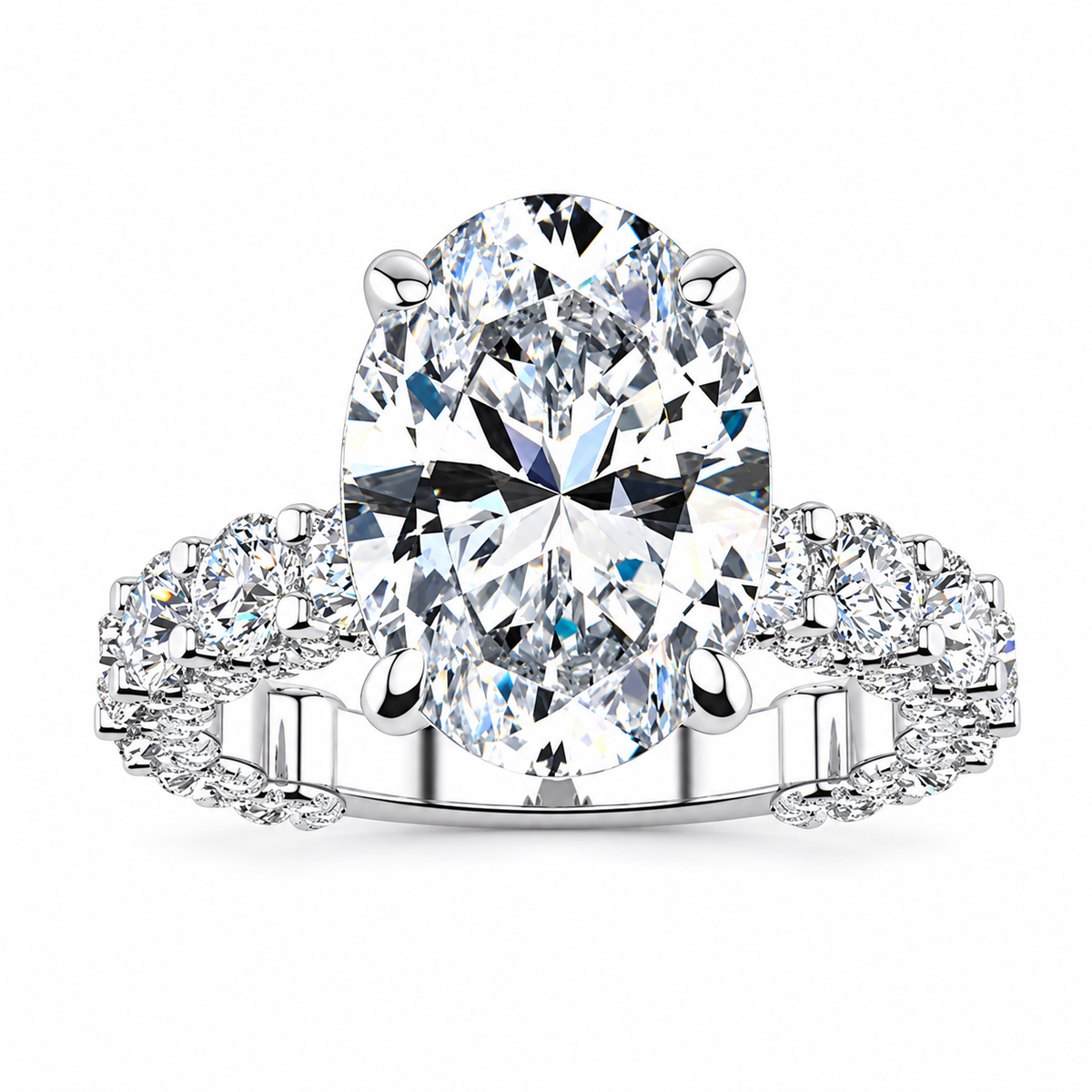 Whitney Oval Lab Grown Ring — white gold — front view