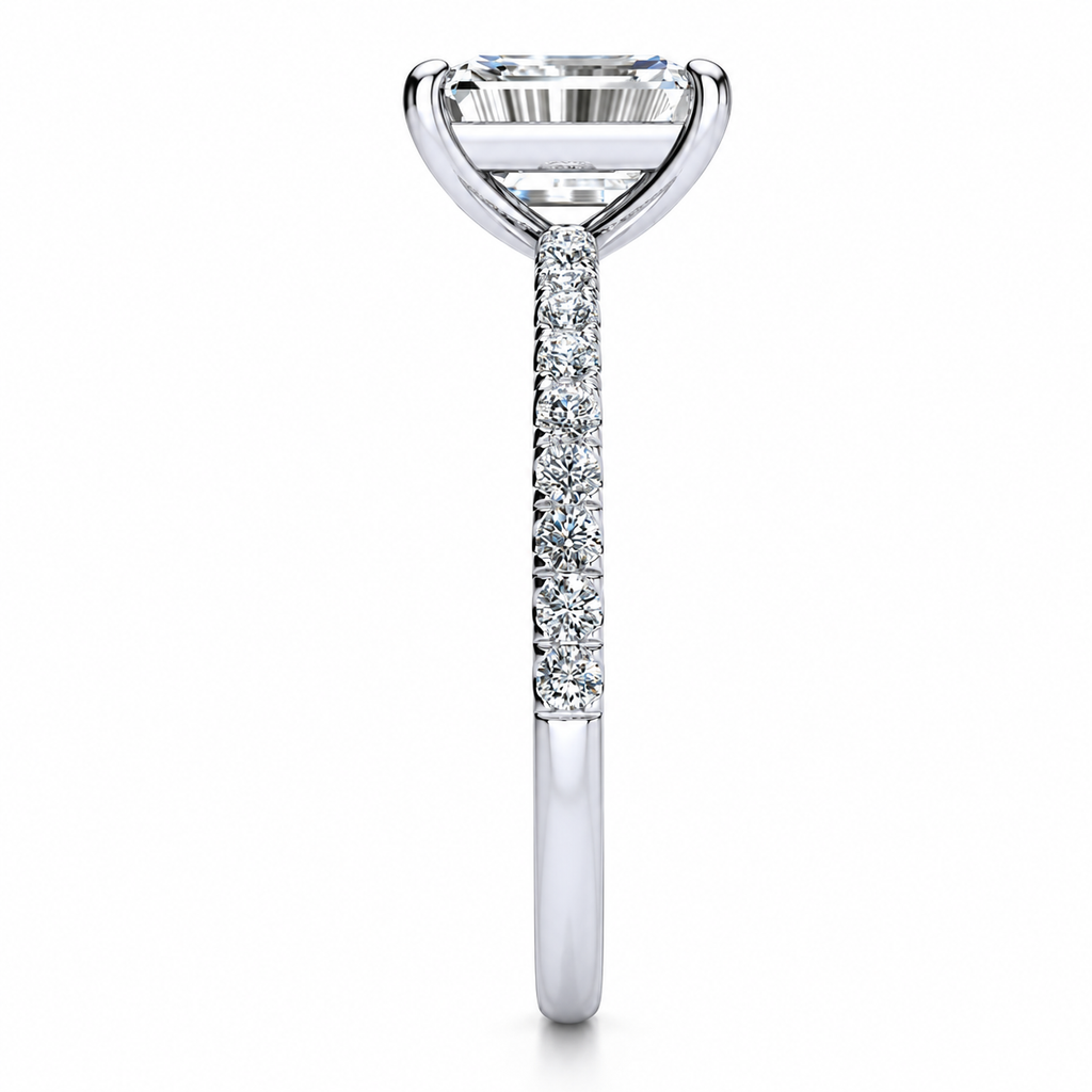Yana engagement ring — white gold — end view